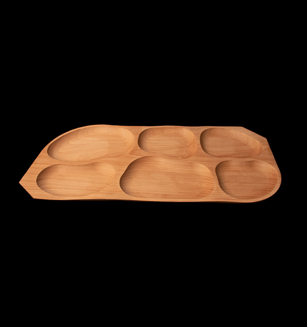 Platou lemn pentru servire cu  6 compartimente