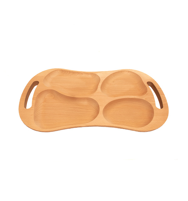 Wooden serving tray with handle